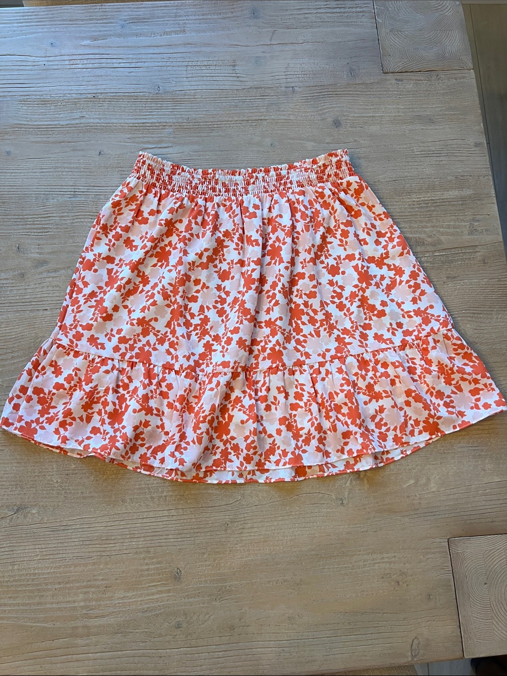 Floral Ruffle Hem Women's Skirt - Orange and White Floral